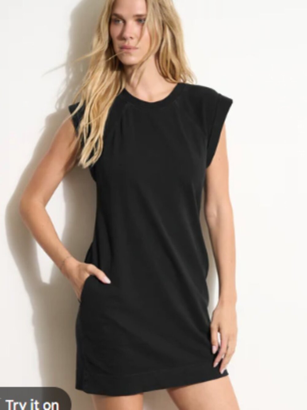Rowan Estelle Cap Sleeve Dress Black XS Minimalist Casual Wear